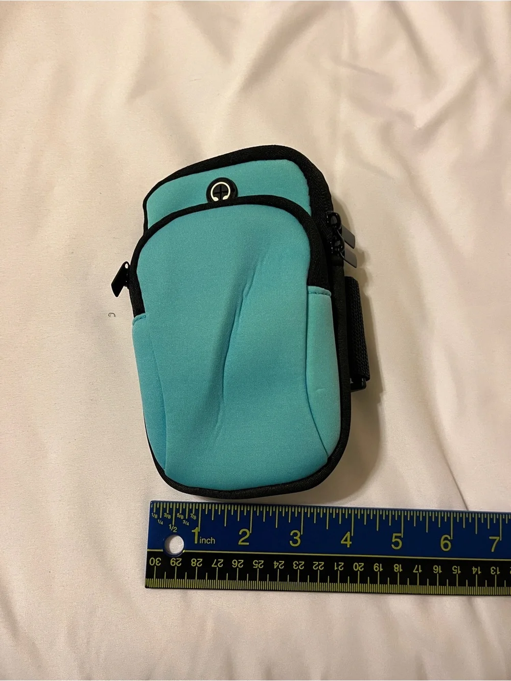 Teal Cyan Sports Armband Phone Bag Case Running Pouch Zipper Strap